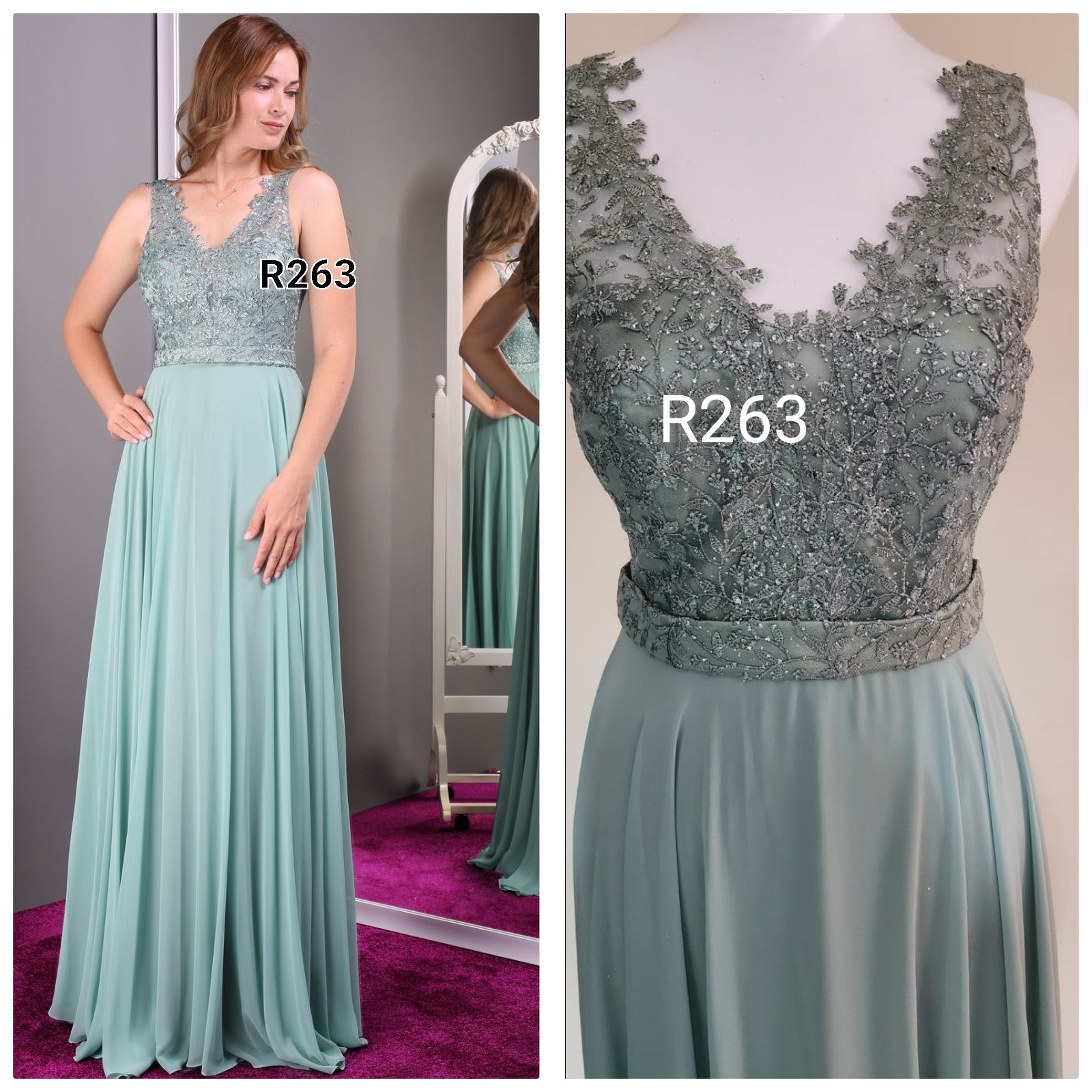 فستان حفر شيفون طبقات ثقيل R0263