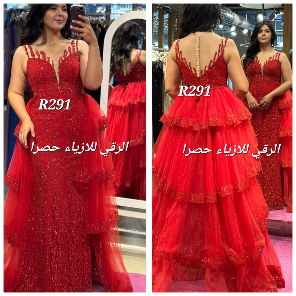 فستان سهرة مميز مع نفاش قابل للازالة R0291