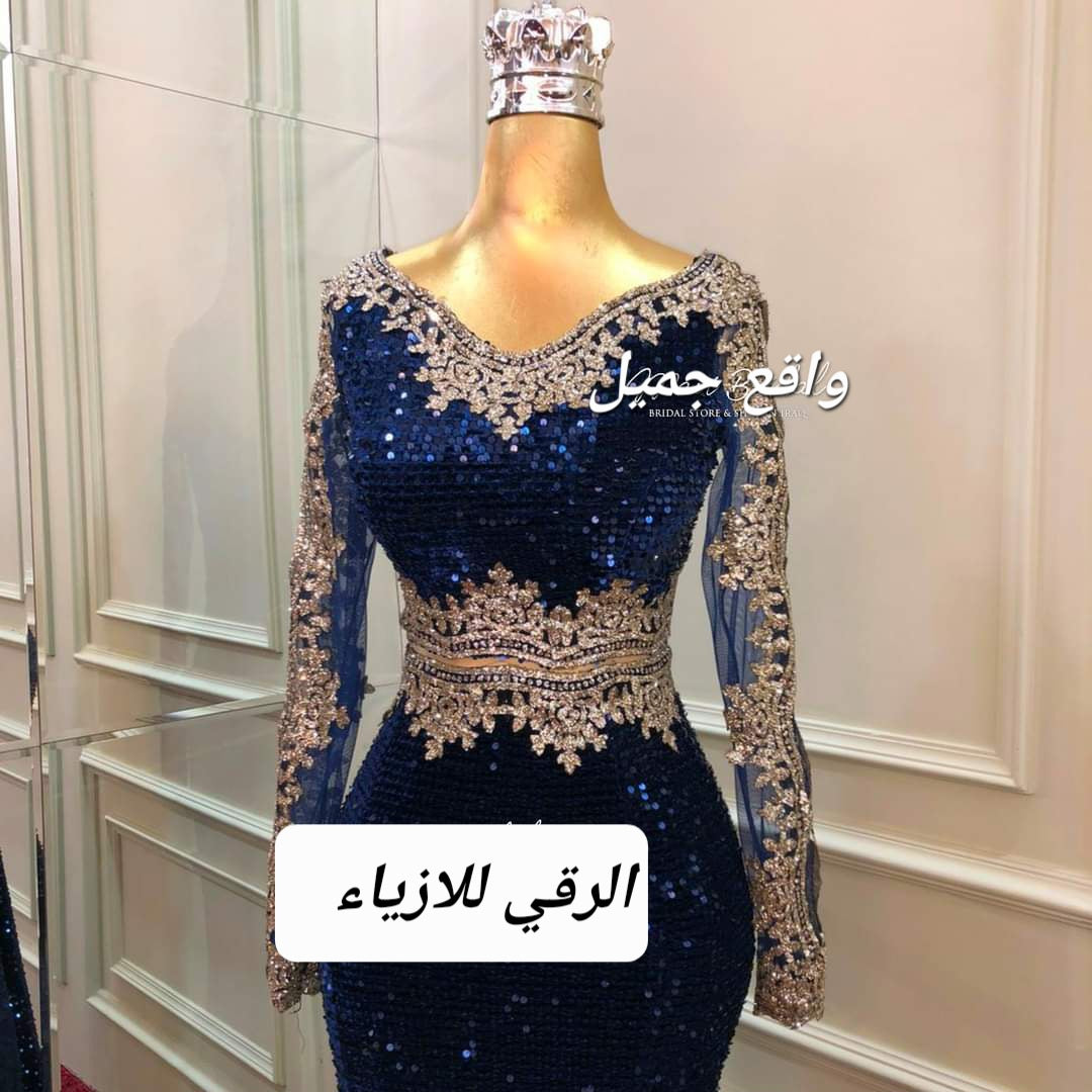 فستان قصة سمكة مميز مع كم مفتحR0260