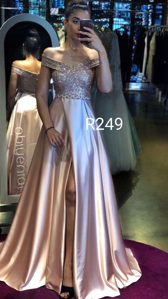 فستان سهرة ستان مميز R0249