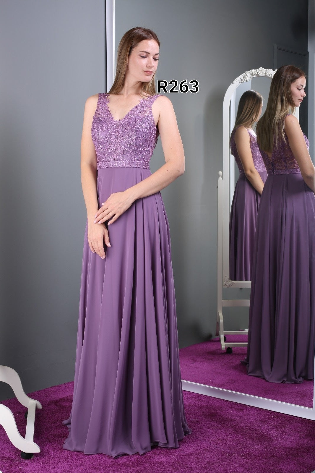 فستان حفر شيفون طبقات ثقيل R0263