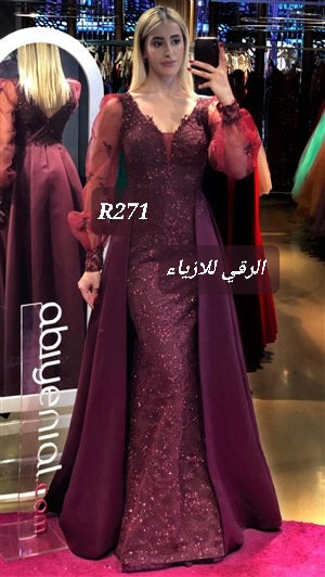 فستان سهرة ستريت مع ردة سيتان R0271