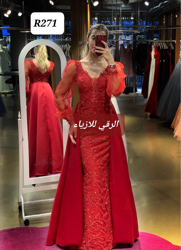 فستان سهرة ستريت مع ردة سيتان R0271