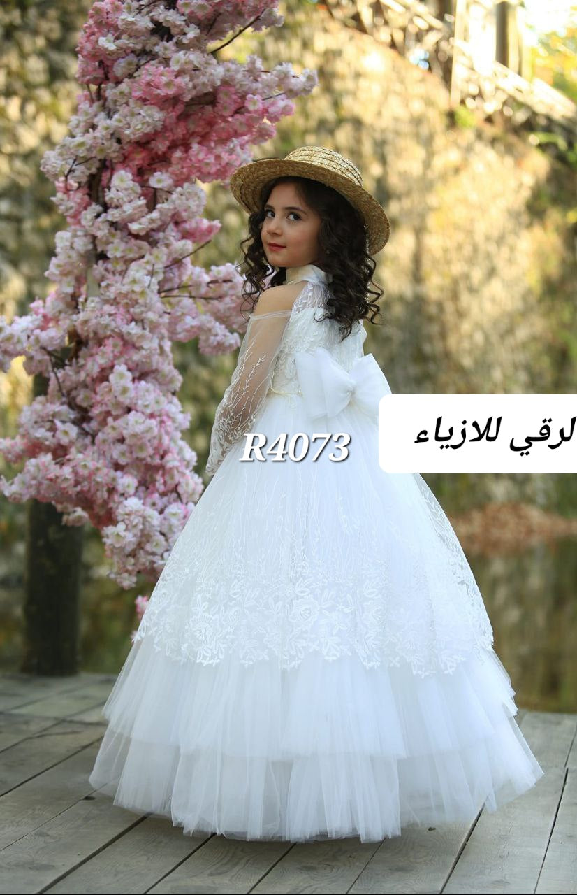 فستتان بناتي مميز ابيضR4073