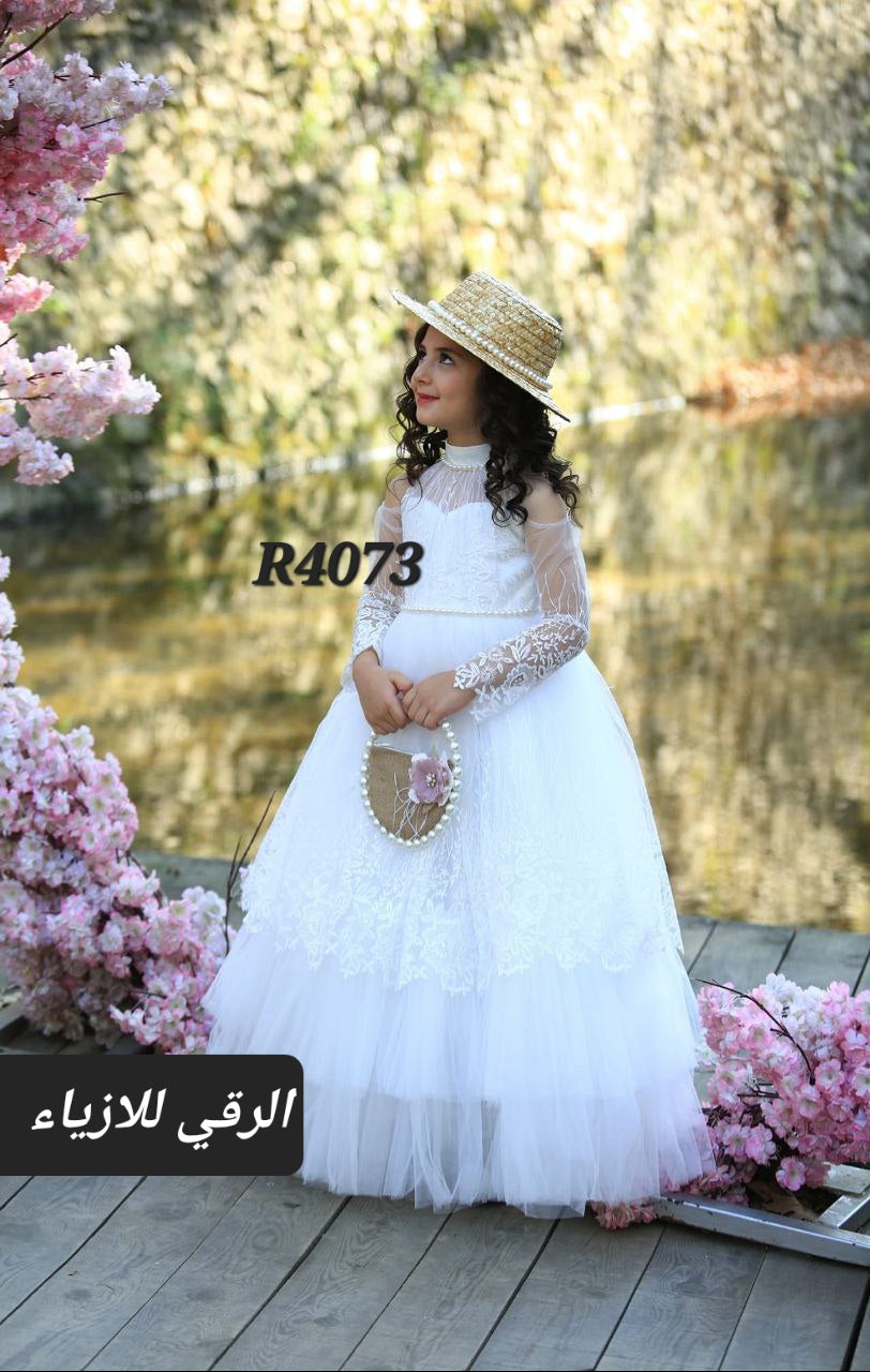 فستتان بناتي مميز ابيضR4073