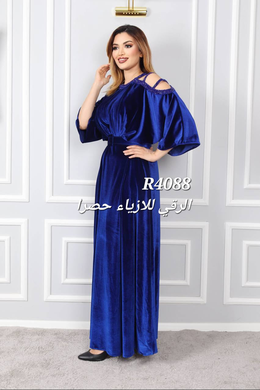 فستان مخمل للمقاسات الكبيرة R4088