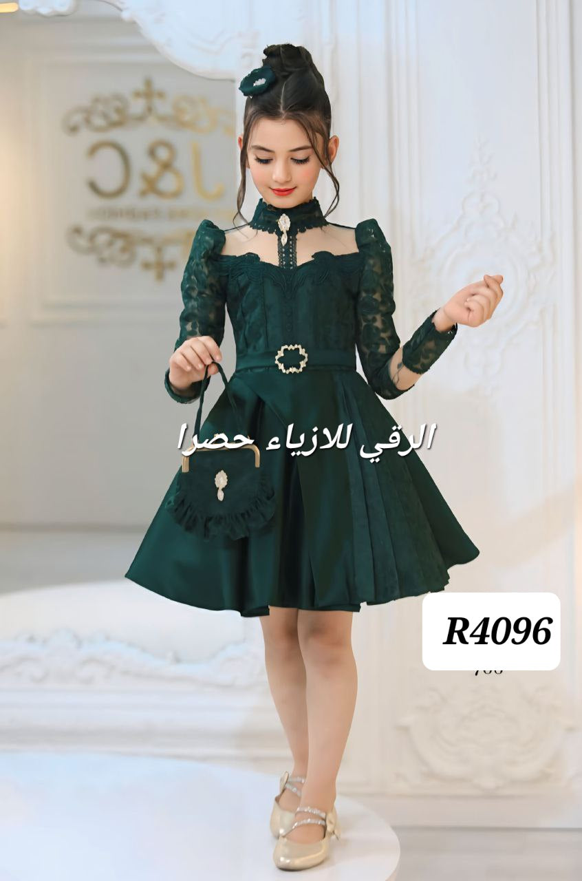 فستان بناتي اخضر R4096