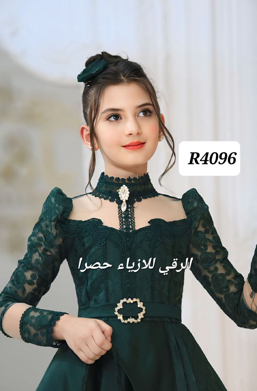 فستان بناتي اخضر R4096