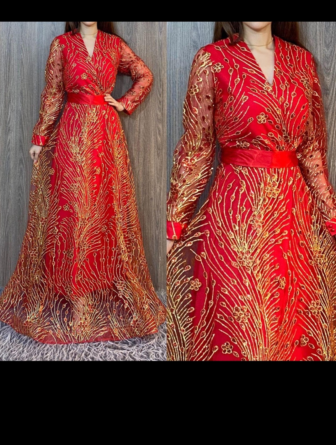 فستان مع لمعة للمقاسات الكبيرة R4045