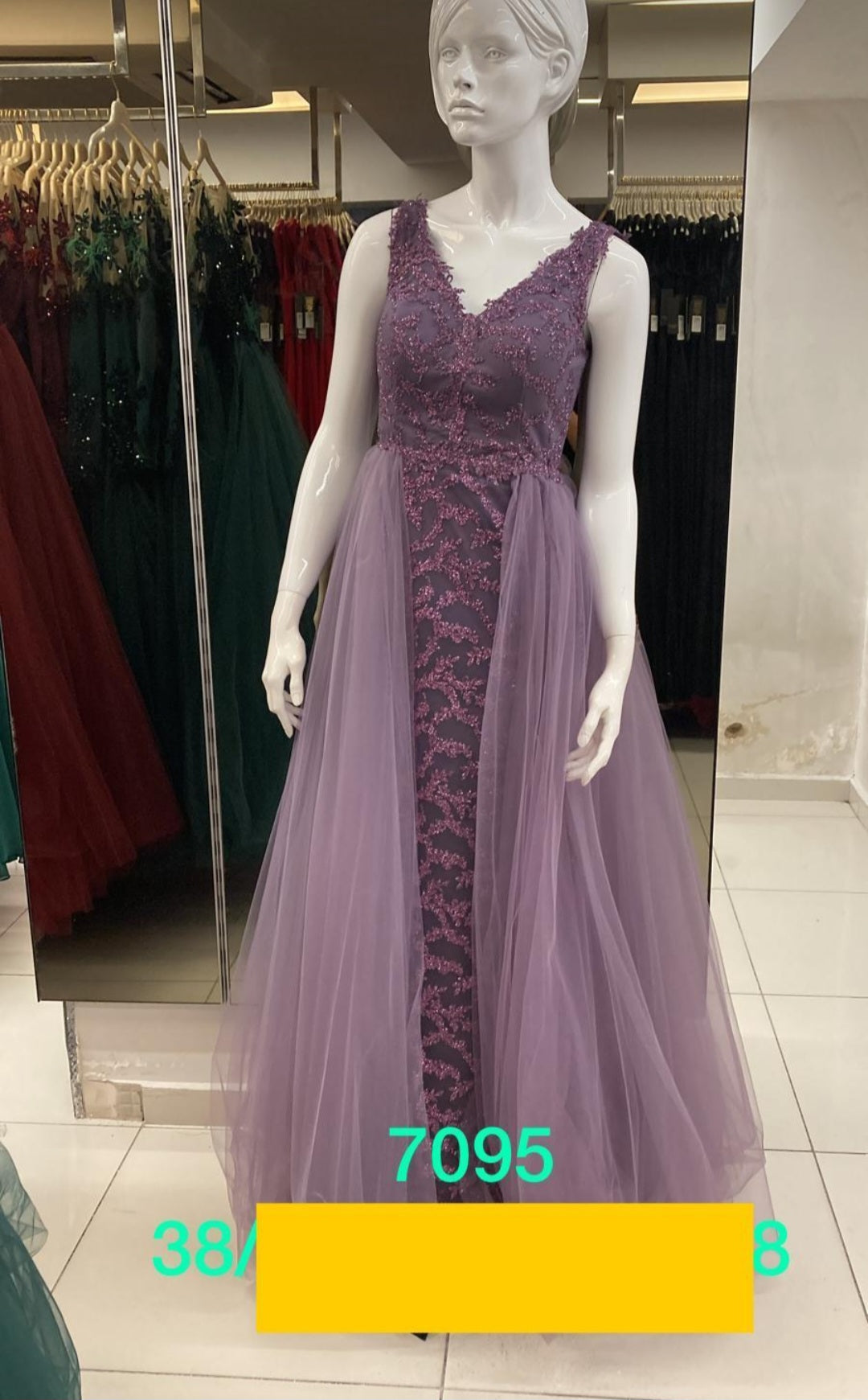 فستان سهرة ستريت مع ذيل نفاش بدون فتحات جانبية R0250