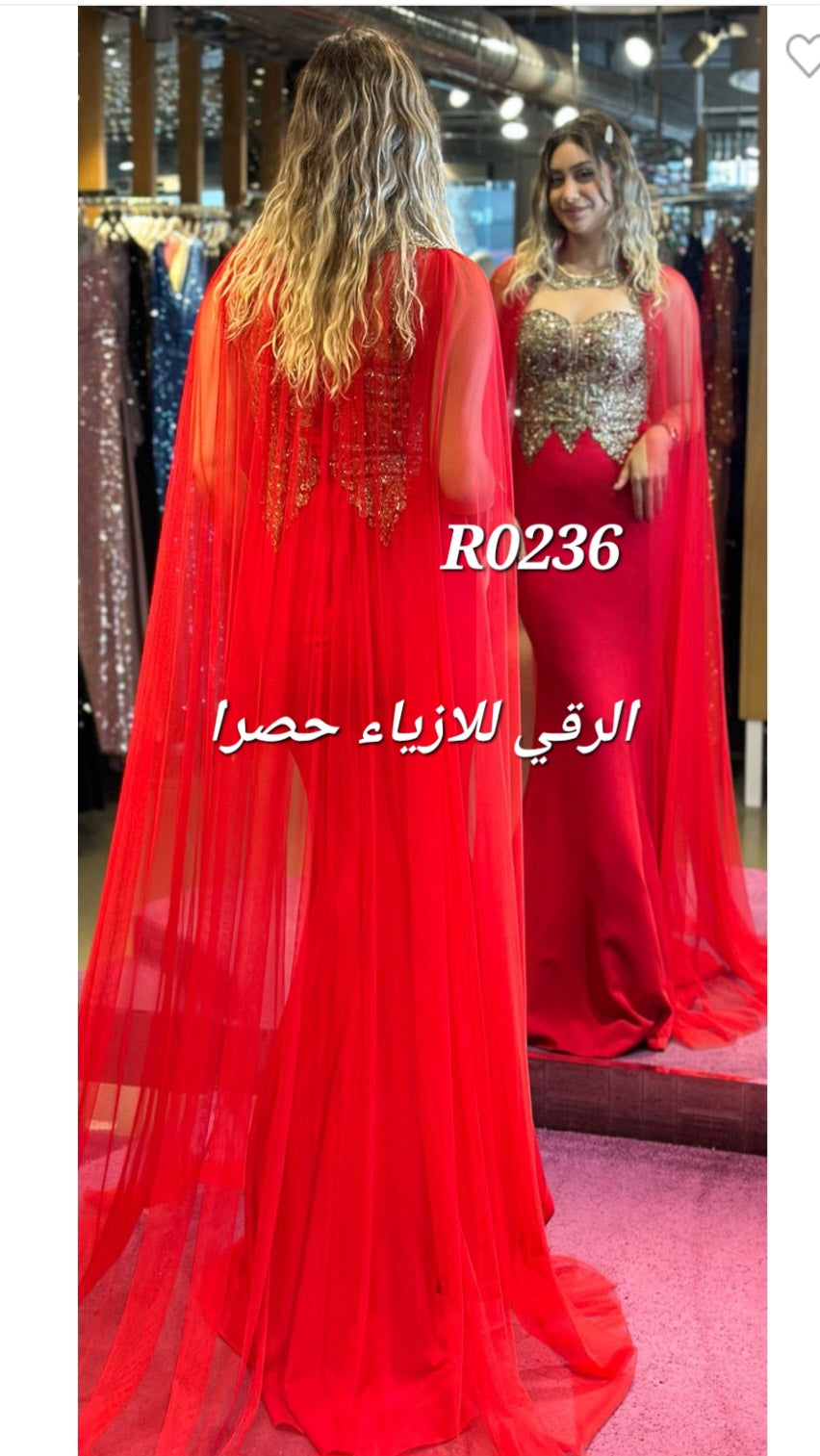 فستان سهرة قصة سمكة مع شال طويل R0236